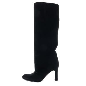 MANOLO BLAHNIK ロングブーツ ポインテッドトゥ スエード　黒 MANOLO BLAHNIK ロングブーツ ポインテッドトゥ スエード 黒