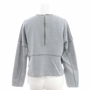 Drawer ヘムリブ長袖カットソー ペプラムスウェットトップス カットオフ 36 グレー