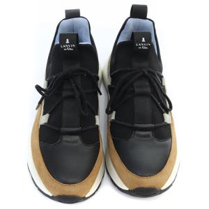 LANVIN en Bleu 厚底レースアップ スニーカー ロゴ 23cm 黒 ブラック 白 ホワイト
