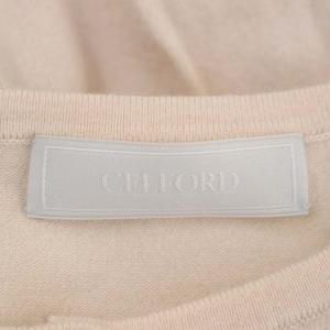 CELFORD 22AW ウールカーディガン ニット 長袖 ロゴ刺繍 F ピンクベージュ