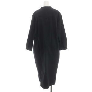 MHL. ウールコットンプルオーバーシャツワンピース ロング ミモレ丈 長袖 バンドカラー 2 黒 ブラック