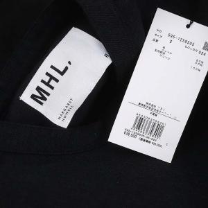 MHL. ウールコットンプルオーバーシャツワンピース ロング ミモレ丈 長袖 バンドカラー 2 黒 ブラック