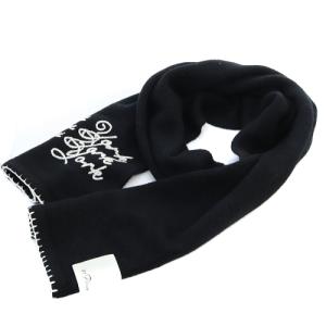 23AW NEW YORK 刺繍ストール マフラー ロゴ ニット 黒 ブラック 白 ホワイト