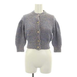 H 23SS キャンディーカラーブークレヤーンカーディガン ニット 七分袖 ショート丈 F 青 ブルー 1628-199-0934