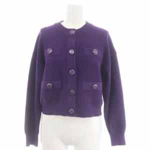 23AW カノコショートカーディガン 長袖 クロップド丈 ニット クルーネック 36 紫 パープル