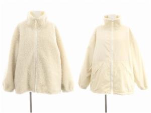 23AW ナイロン&ボア リバーシブル ブルゾン 2way ジップアップ オーバーサイズ S アイボリー