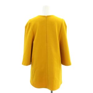 ENFOLD ダブルクロス ベルスリーブ プルオーバー チュニック カットソー 七分袖 36 S 黄 イエロー