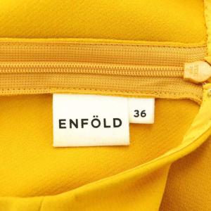 ENFOLD ダブルクロス ベルスリーブ プルオーバー チュニック カットソー 七分袖 36 S 黄 イエロー