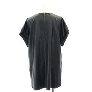 EPOCA シンセティックレザー ブラウス ボートネック プルオーバー 40 M 黒 ブラック