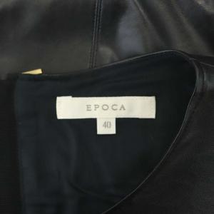 EPOCA シンセティックレザー ブラウス ボートネック プルオーバー 40 M 黒 ブラック