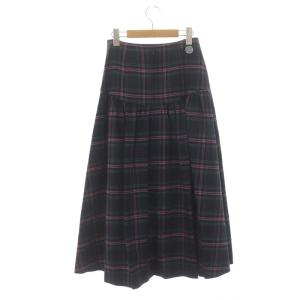 BORDERS at BALCONY 22AW プレイド チェック スカート ロング丈 ミモレ丈 バックファスナー ウール 36 S マルチカラー