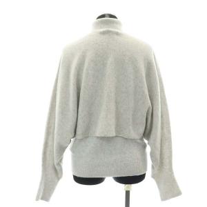 ANAYI 21AW 紡毛アンサンブルプルオーバー ニット セーター タートルネック 五分袖 長袖 ウール 38 M グレー