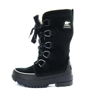 SOREL TIVOLI IV TALL スノーブーツ ブーツ ミドル丈 レースアップ ボア スエード US5.5 22.5cm 黒 ブラック