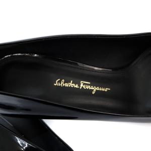 Salvatore Ferragamo パンプス パテントレザー 6.5 24cm 黒 ブラック SH