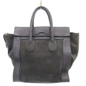 CELINE ラゲージ ミニショッパー ハンドバッグ スエード レザー グレー