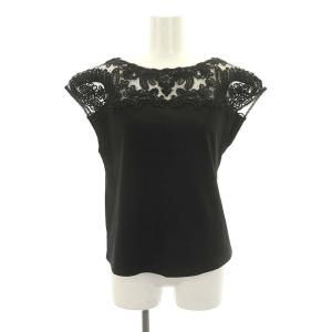 23SS コード刺繍ヨークTシャツ カットソー フレンチスリーブ 36 黒 ブラック