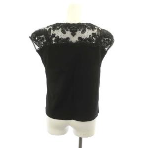 GRACE CONTINENTAL 23SS コード刺繍ヨークTシャツ カットソー フレンチスリーブ 36 黒 ブラック