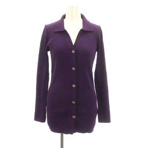 23AW リブポロニットカーディガン 長袖 36 紫 パープル