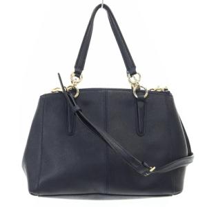 COACH ハンドバッグ レザー 2way ショルダーバッグ ロゴ 紺 ネイビー F57523