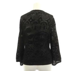LEONARD ファッション FASHION  かぎ編み カーディガン ニット 長袖 36 黒 ブラック