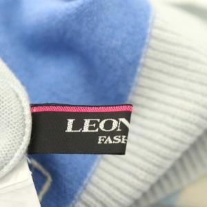 LEONARD ファッション FASHION ニット セーター チュニック 長袖 装飾 総柄 カシミヤ シルク混 42 ライトブルー