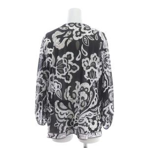 LEONARD ファッション FASHION 総柄 ジップ シアージャケット ブルゾン 40 黒 白 ブラック ホワイト