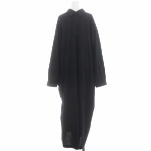 Ka na ta ALL FOR DOBY シャツ ワンピース ロング マキシ丈 長袖 ハーフボタン ウール 黒 ブラック