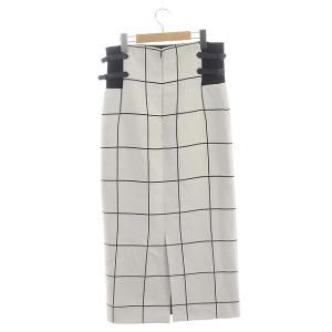 ADORE スモールウィンドウペンスカート ジャガード Iライン ロング ウール混 38 白 ホワイト