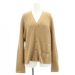 ケーブル編み カーディガン ニット 長袖 L ベージュ