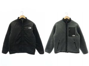 リバーシブルエクストリームパイルジャケット ブルゾン ボアフリース ジップアップ ナイロン XS 黒 ブラック グレー NP72333