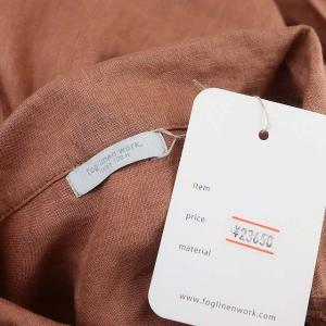 fog linen work リネン ロングワンピース リボン 長袖 コーラル