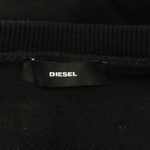 DIESEL ネックデザイン スウェット トレーナー クロップド 長袖 S 黒 ブラック