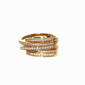 SWAROVSKI 指輪 リング クリスタル 5連 58 18号 イエローゴールド色