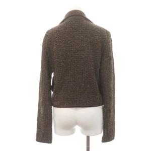 VALENTINO GARAVANI ツイードクロップドジャケット ニット テーラード 背抜き ウール混 シルク混 アンゴラ混 42 茶色 ブラウン