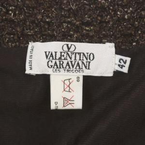 VALENTINO GARAVANI ツイードクロップドジャケット ニット テーラード 背抜き ウール混 シルク混 アンゴラ混 42 茶色 ブラウン
