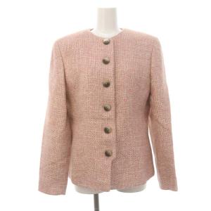 ジャケット ノーカラー 総裏地 44/10 ピンク オフホワイト