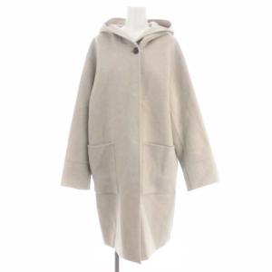 22AW スーパー160ダブルフェイスフードコート アウター ロング ウール 38 ライトグレー