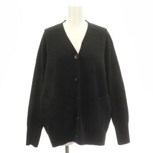 Spick&Span 22AW ダブルジャガードビッグカーディガン ニット 長袖 Vネック ウール混 オーバーサイズ F 黒 ブラック 22080200950030