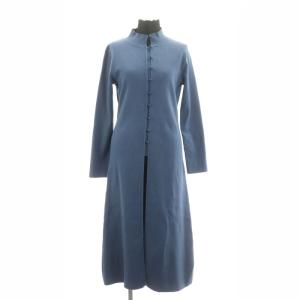 HALF OPEN LONG TOP カーディガン ロング ニット 長袖 ウール混 F 青 ブルー