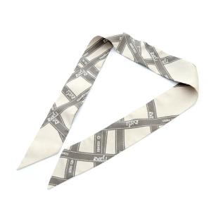 HERMES ツイリースカーフ ボルデュック bolduc ロゴ シルク グレー