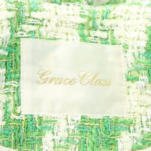 Grace Class 23SS 千鳥ツイードジャケット ノーカラージャケット リネン混 36 グリーン アイボリー