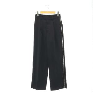 23AW ラインストーン ワイドパンツ タック ストレート 36 黒 ブラック