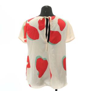 EMPORIO ARMANI バックリボン ブラウス プルオーバー 半袖 38 ピンクベージュ 赤 レッド