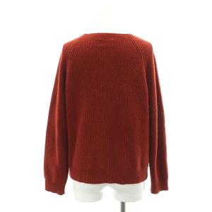 MARGARET HOWELL ウールコットンリブニット セーター プルオーバー 長袖 2 M 赤茶 レッドブラウン