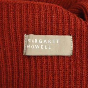 MARGARET HOWELL ウールコットンリブニット セーター プルオーバー 長袖 2 M 赤茶 レッドブラウン