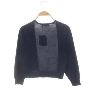 ANAYI レーヨンナイロン天竺Vネックカーディガン クロップド丈 薄手 九分袖 38 紺 ネイビー