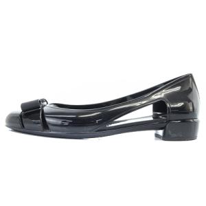 Salvatore Ferragamo ヴァラ ラバー パンプス ローヒール 6 23.5cm 黒 ブラック