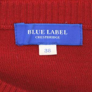 BLUE LABEL CRESTBRIDGE ロゴ刺繍クルーネックニット セーター 長袖 38 赤 黒 レッド ブラック