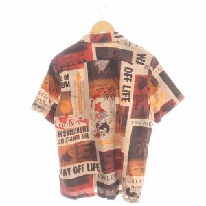 Deus Ex Machina BALI BREAK 開襟シャツ サーフ オープンカラー 半袖 M ベージュ マルチカラー