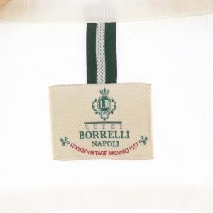 LUIGI BORRELLI ホリゾンタルカラーシャツ 長袖 前開き M 白 ホワイト